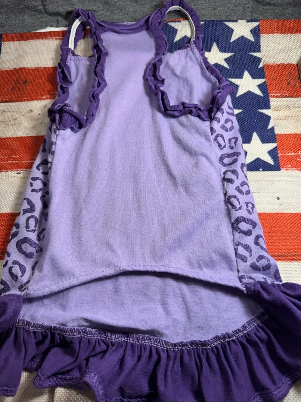 Purple Leopard Print Ruffle Dog Dress